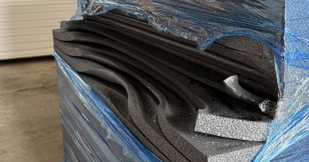Plain graphite polystyrene board cut from standard building sheets — sold as purpose-made garage door insulation in Australia